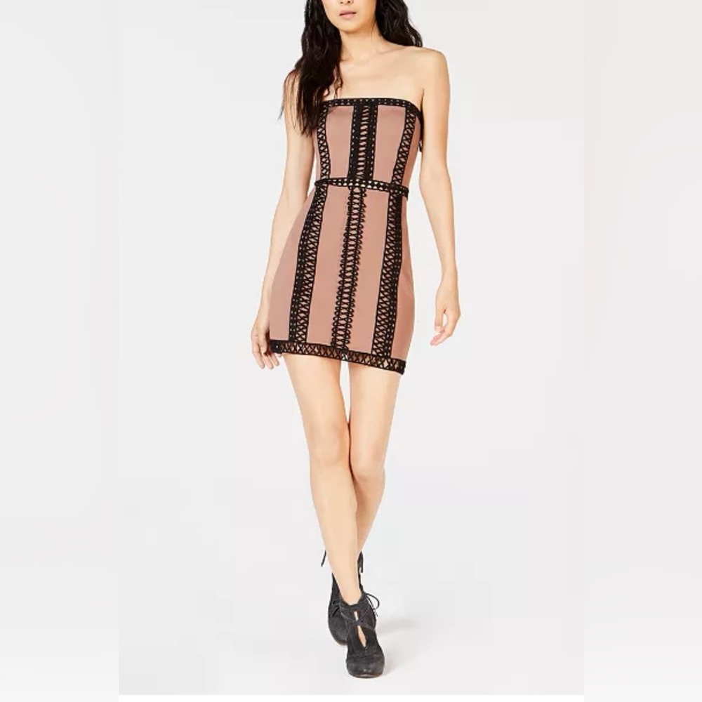 Free People City Lights Crochet Detail Mini Tube Dress